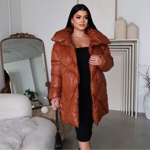WINTER LONG PUFFER JACKET - BROWN